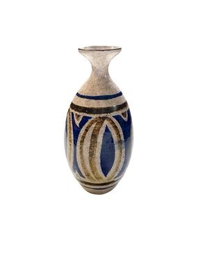Vintage Pottery Craft California MCM Blue Geometric Stoneware Vase 8.5”